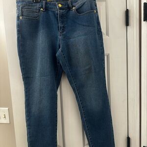 Michael Kors Women's Dark Indigo Skinny Jeans with Gold Hardware